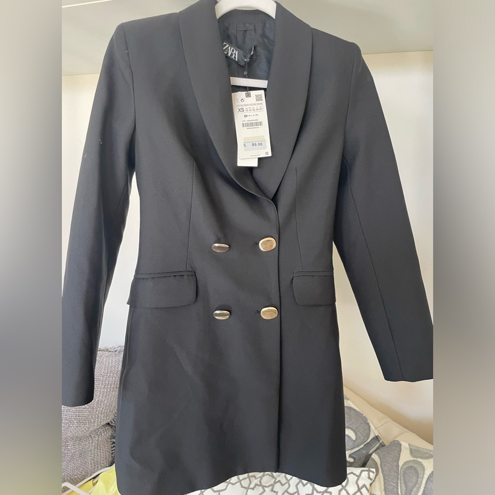 Zara long double breasted jacket